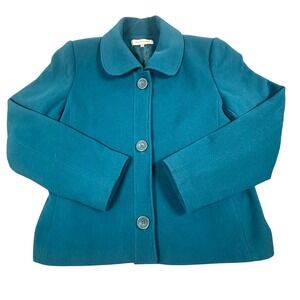 Harve Bernard Wool Nylon Cashmere Blend Jacket Coat Teal Vintage Women's Size 14